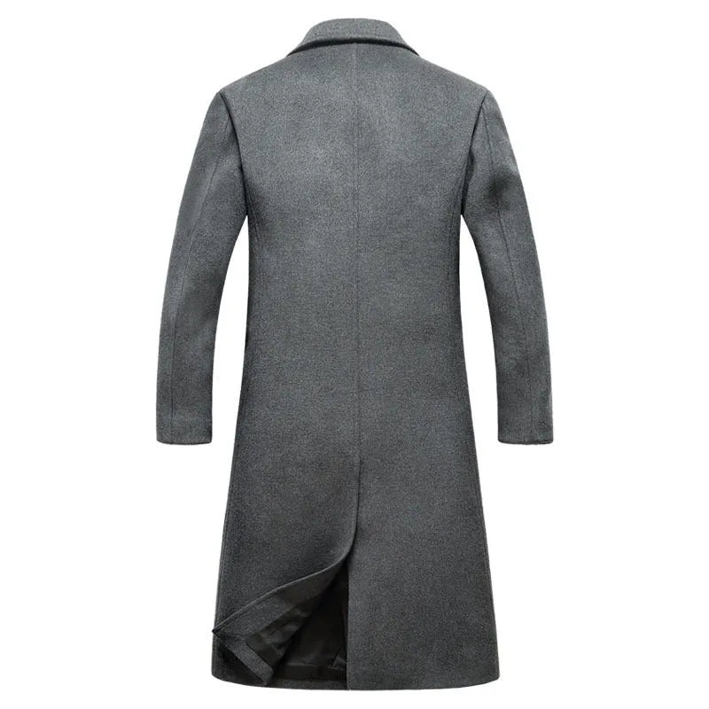 Men's woolen jacket in black, winter coat with woolen cloth fabric