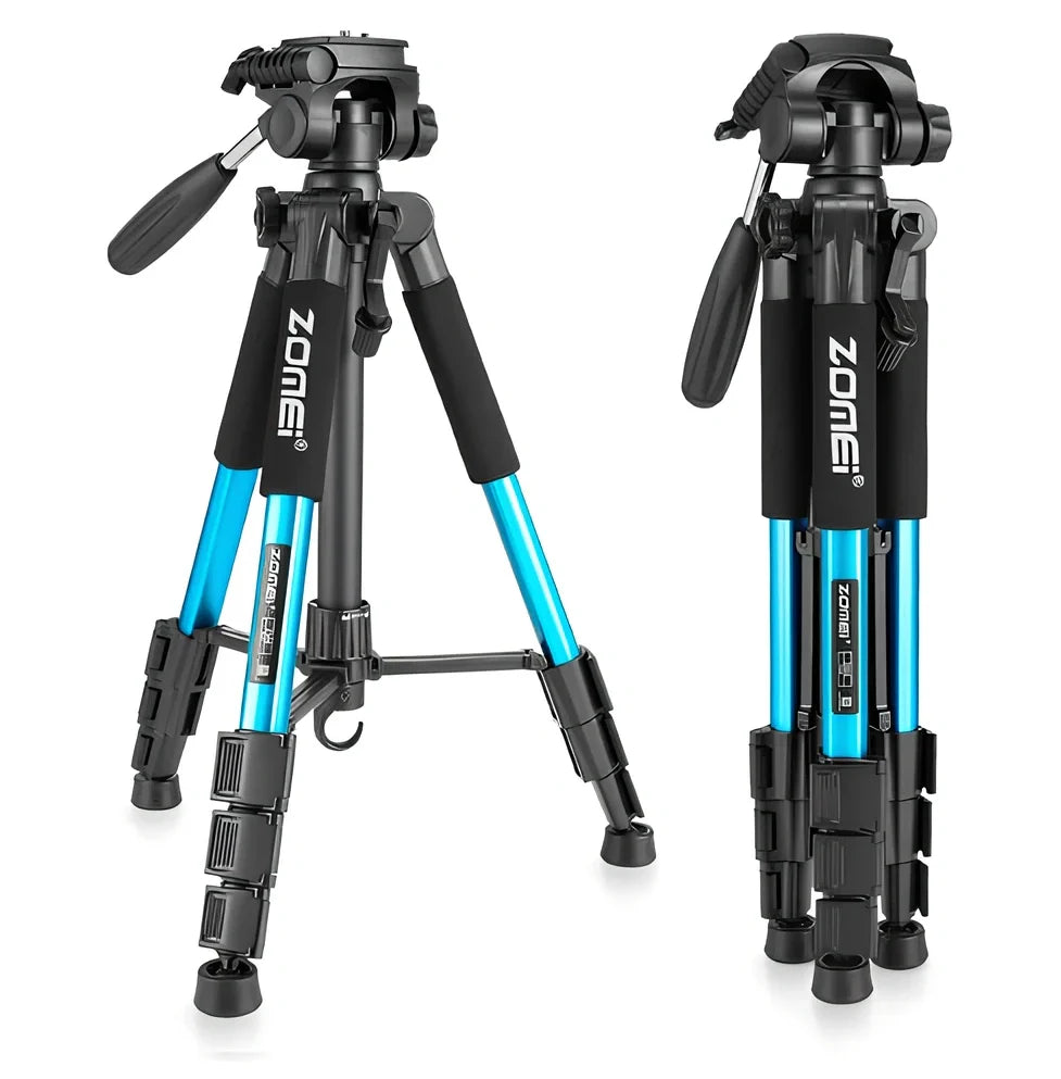 Zomei Z666 black aluminium tripod extended to 140cm with 3D pan head for 15kg SLR camera support