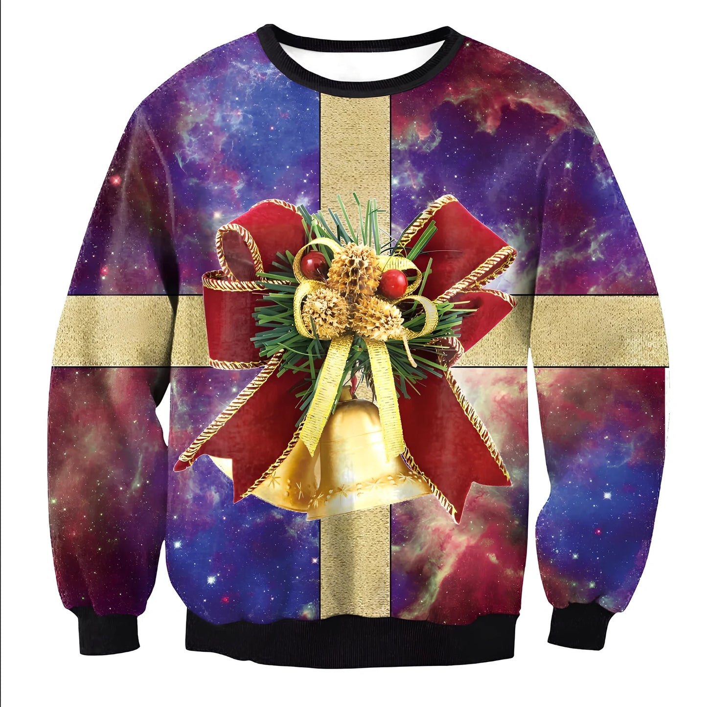 Cartoon Vacation Santa Elf pullover in cotton, full sleeves 60-70cm, O-neck for women and men, casual winter top sizes S-XL