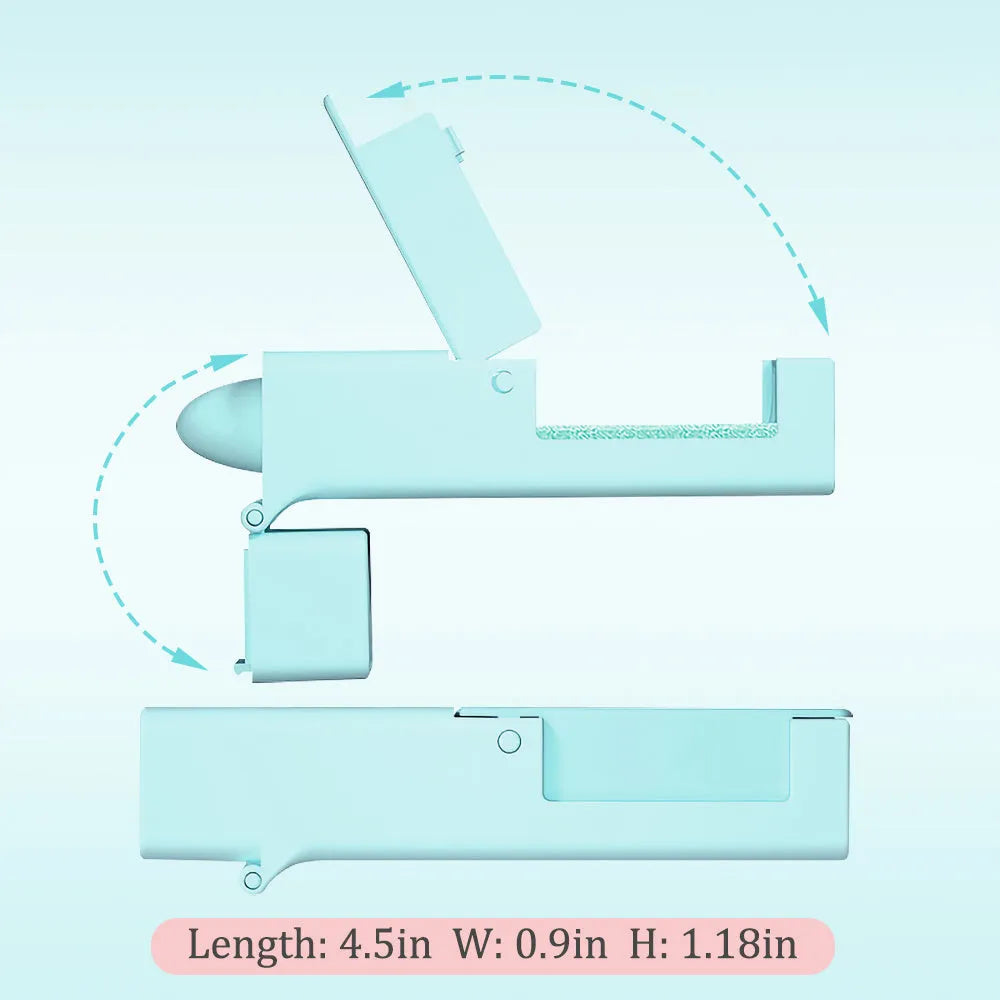 Blue plastic anti-contact door opening tool measuring 11.5 cm on a white background