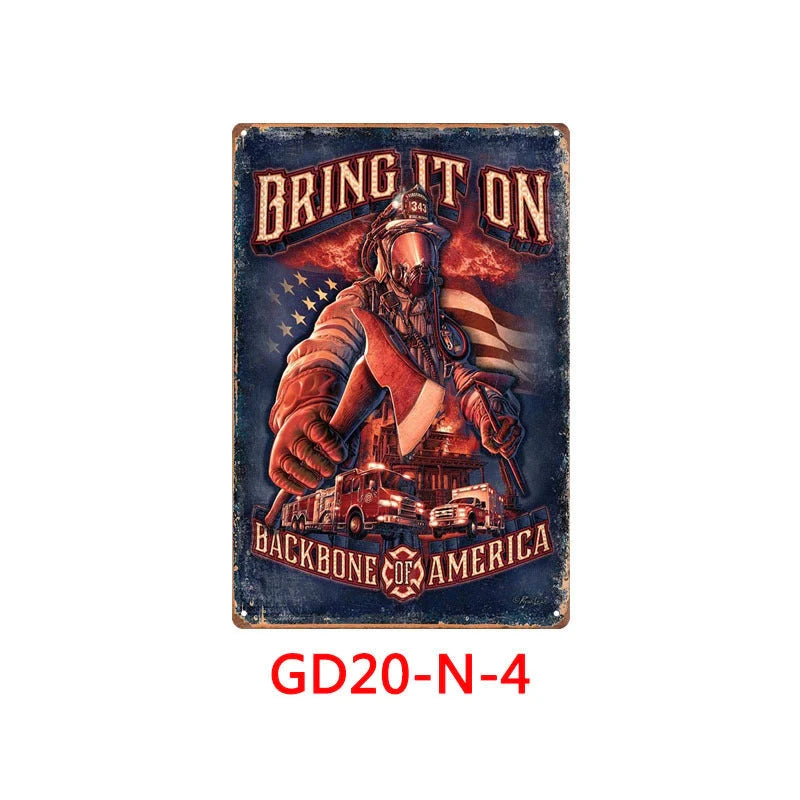 Retro tin painting wall hanging with American vintage design, 30x20cm