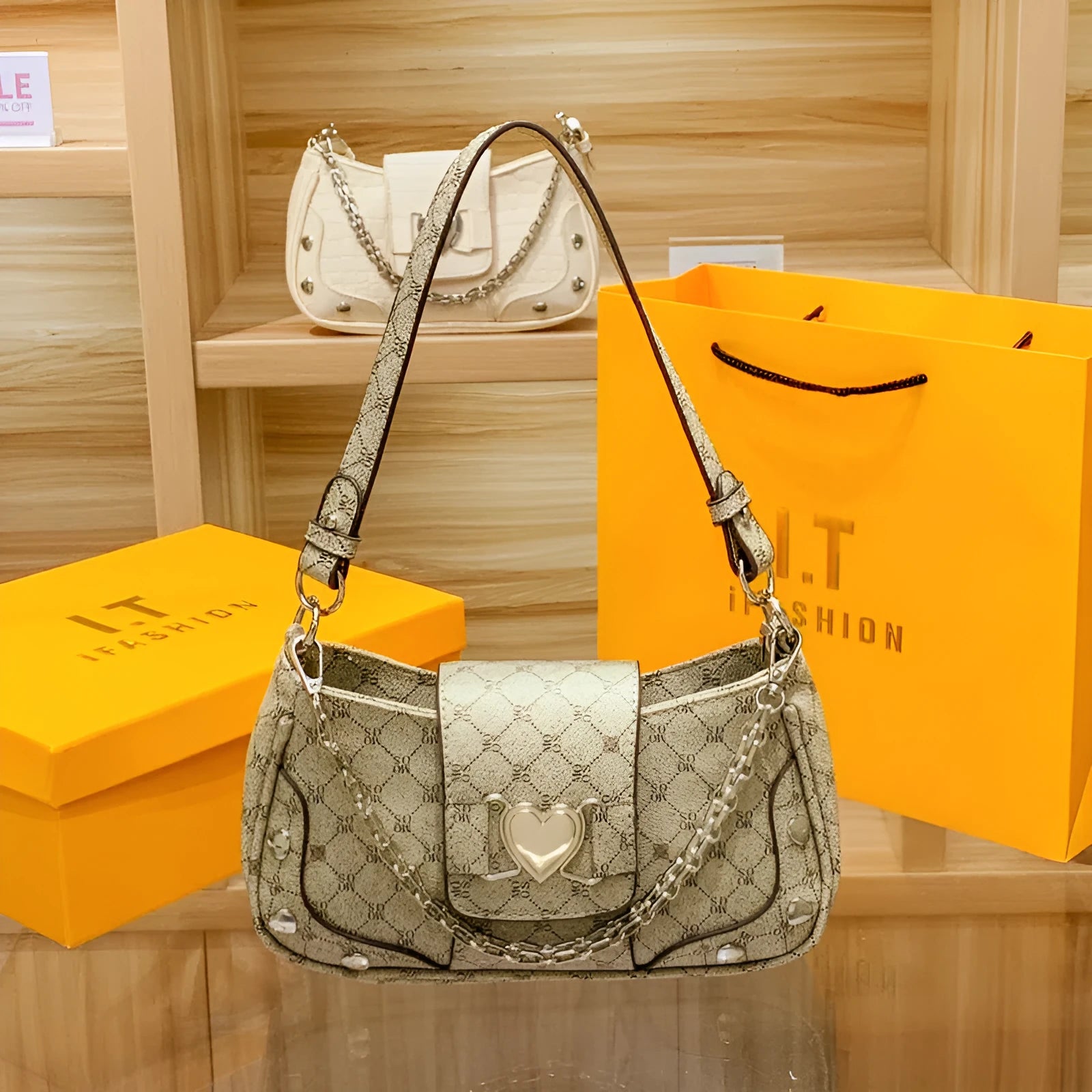 Caring Leisure soft PU leather shoulder crossbody bag in retro European American style, 24cm x 7cm x 13cm, Pink colour