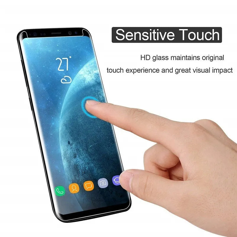 Tempered glass screen protector for Samsung Galaxy smartphones with anti-fingerprint coating