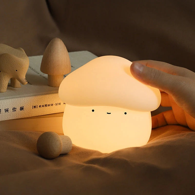 UNew Mushroom Night Lamp with warm white light and silicone base
