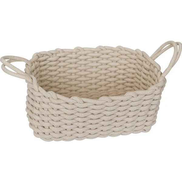Nordic Wind Hand-woven Thick Cotton Rope Storage Box in white and grey