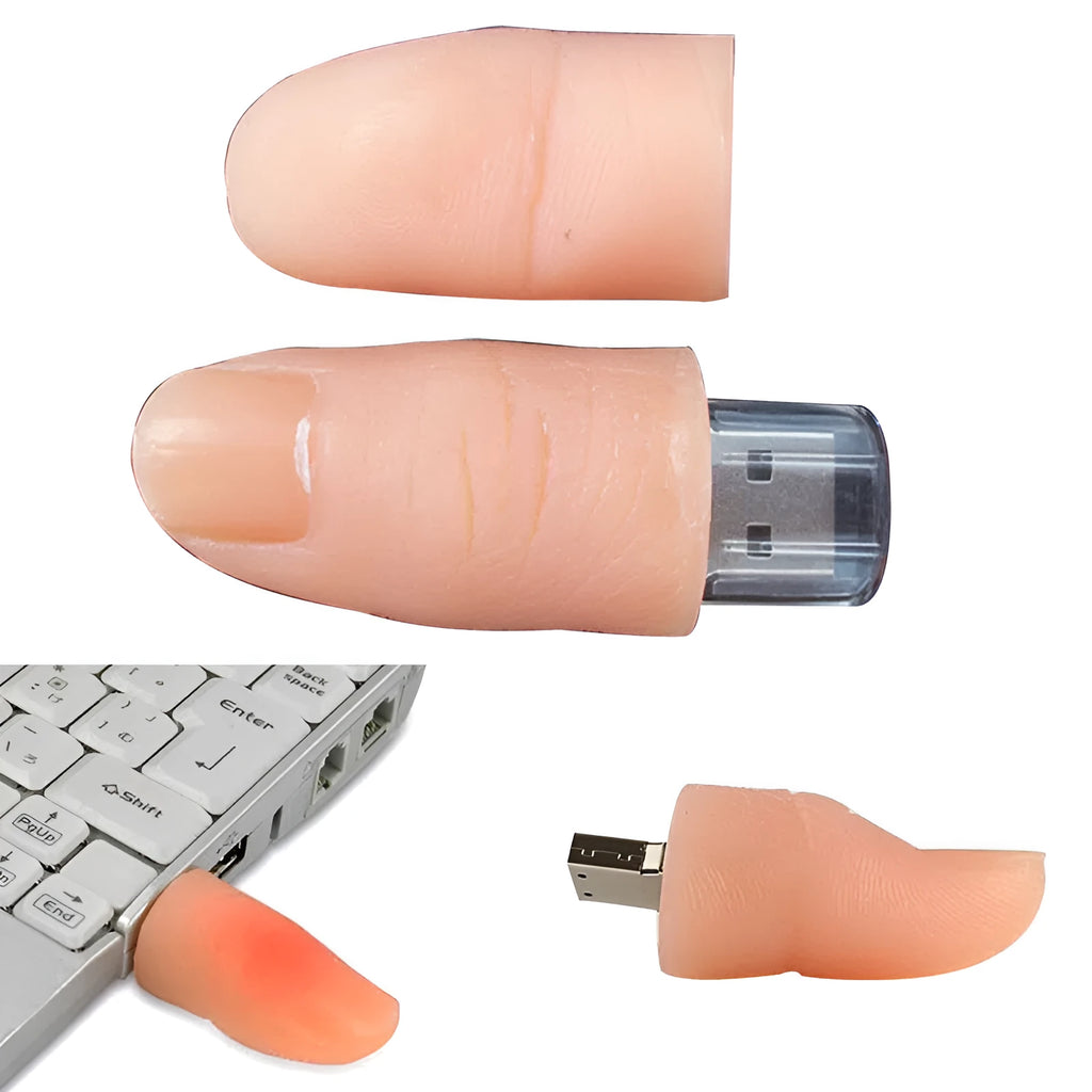 Silicone finger USB 2.0 flash drive in black with compact shape