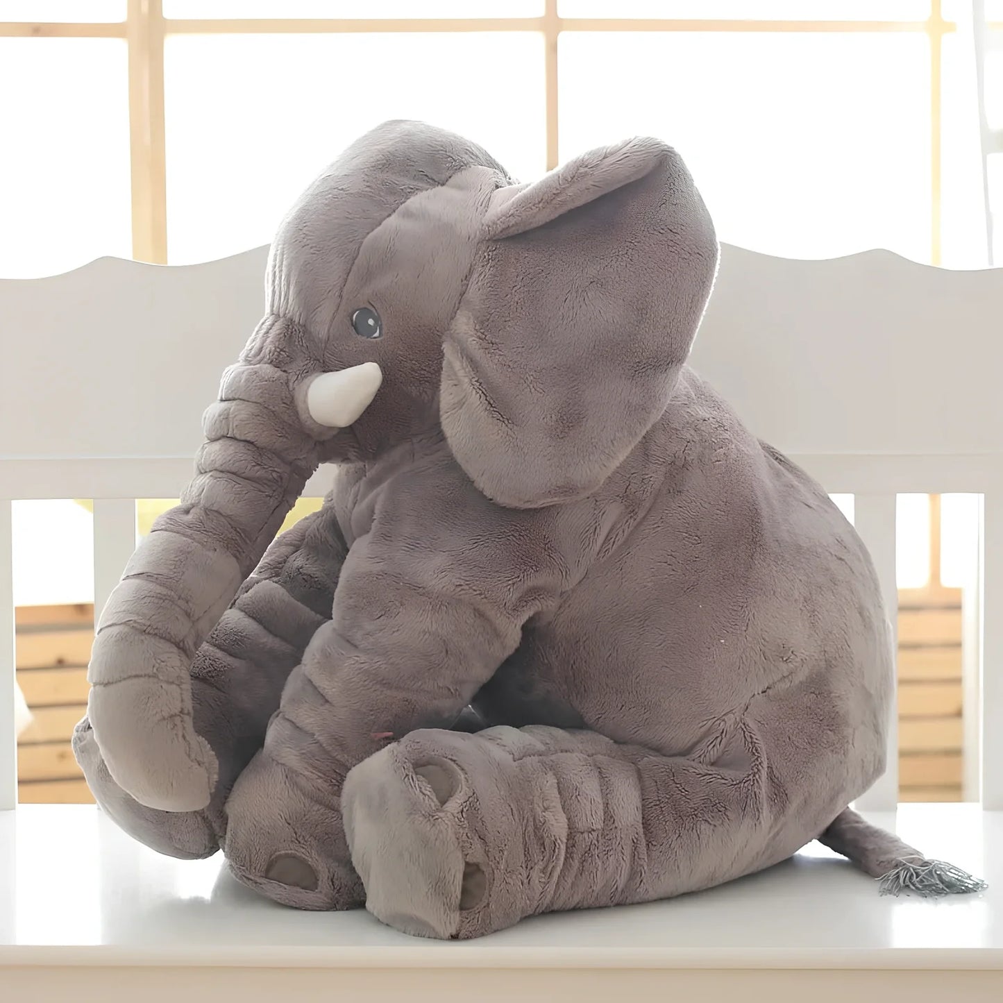 Soft 60cm grey elephant plush toy pillow with PP cotton filling for children's calming, in various colours like blue and pink