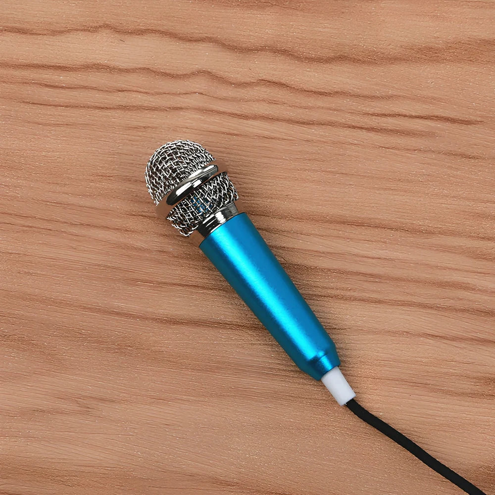 Blue omnidirectional headset microphone with 145m cable for mobile phone recording, wired single unit