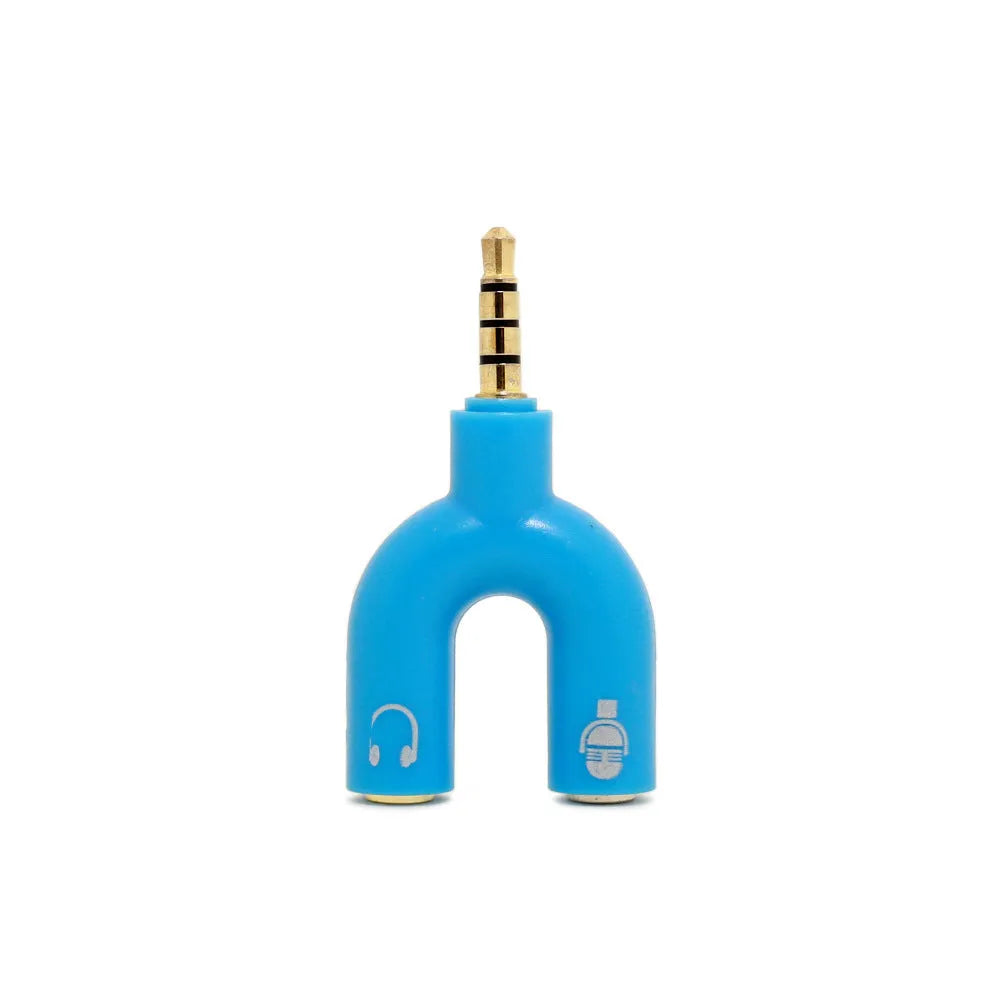 3.5mm headphone splitter adapter in six colours with gold-plated connections