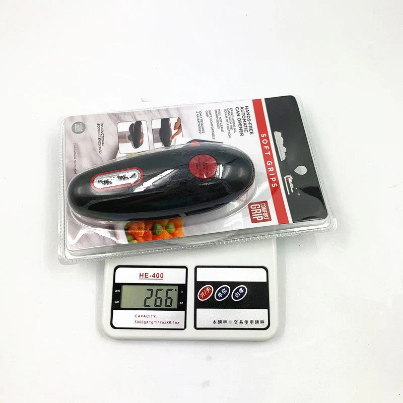 Cordless electric can and bottle opener with one-touch operation, black