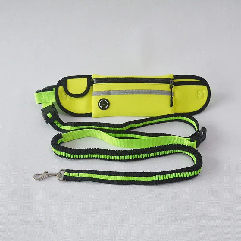 Waterproof reflective pet running waist bag with adjustable traction rope
