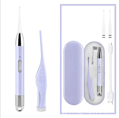 Children's rechargeable luminous ear pick in green and purple