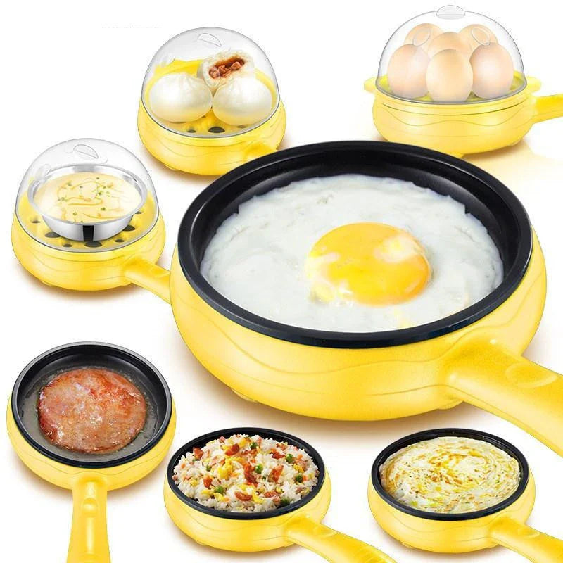 Mini electric egg omelette cooker with non-stick frying pan in various colours