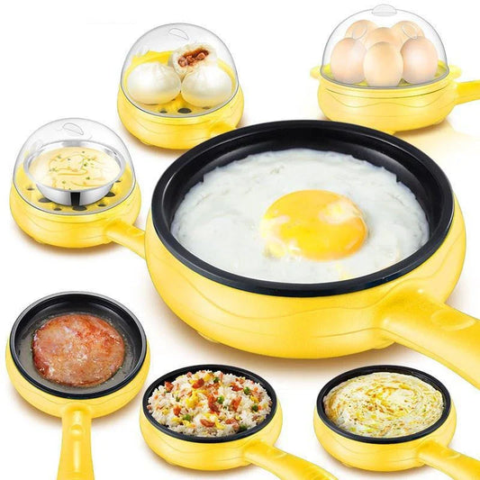 Mini electric egg omelette cooker with non-stick frying pan in various colours