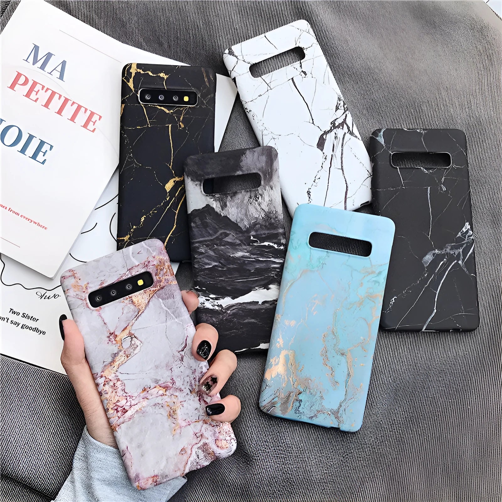 Marble pattern Samsung Galaxy phone case with polycarbonate construction