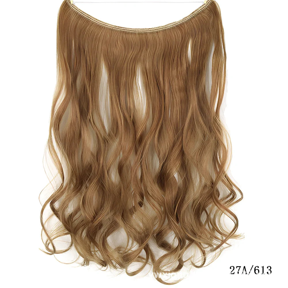 22 inch invisible wire silky straight synthetic hair extensions, 55cm length 80g weight no clips