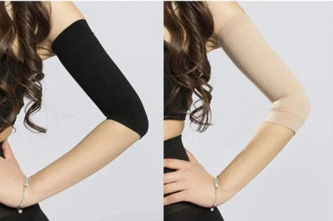 Compression sleeves with wave pattern design for arm slimming and muscle stimulation