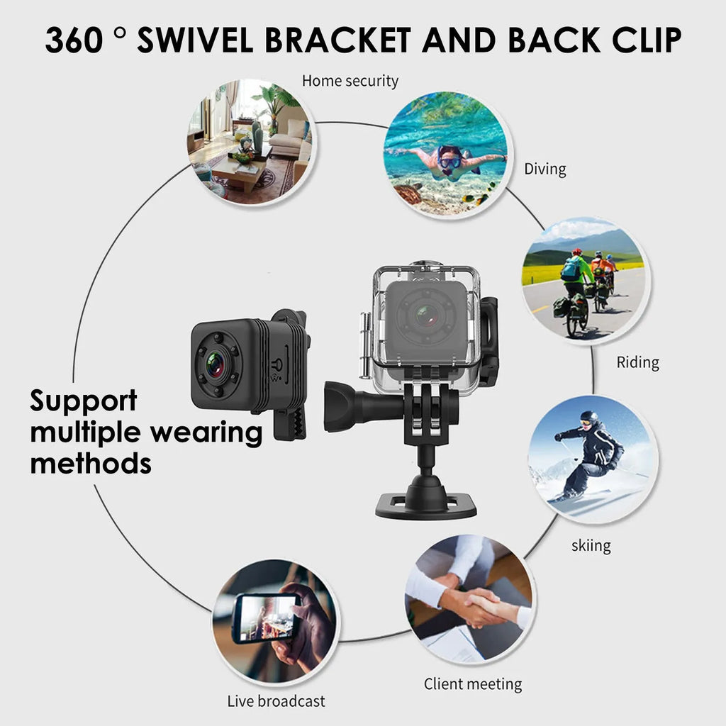 SQ29 waterproof sports camera with MicroUSB port and TF card slot