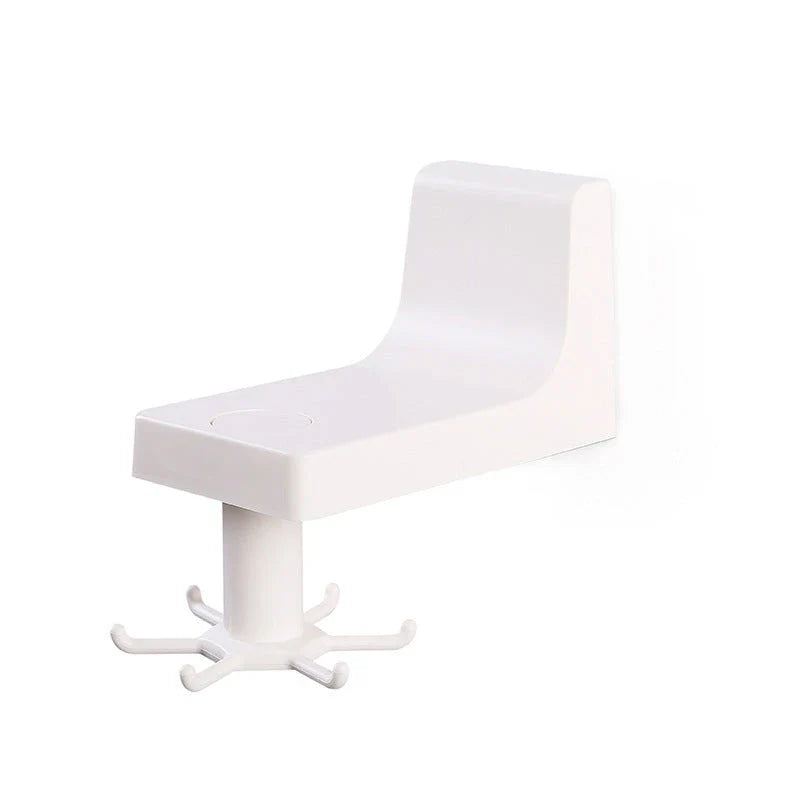 Adjustable pan and utensil rack with telescopic design, rubber lining, and 360-degree rotation for efficient kitchen storage and organization