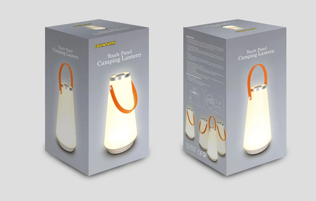White rechargeable LED bedside lamp with warm light and adjustable brightness settings