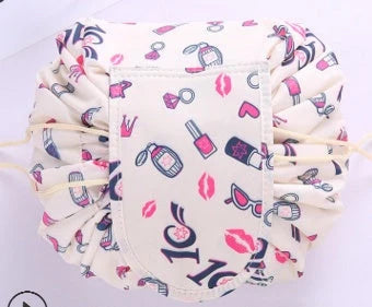 Animal print large capacity drawstring cosmetic storage bag with waterproof oxford cloth
