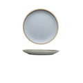 10-inch blue matte ceramic dinner plate with sesame point glaze finish