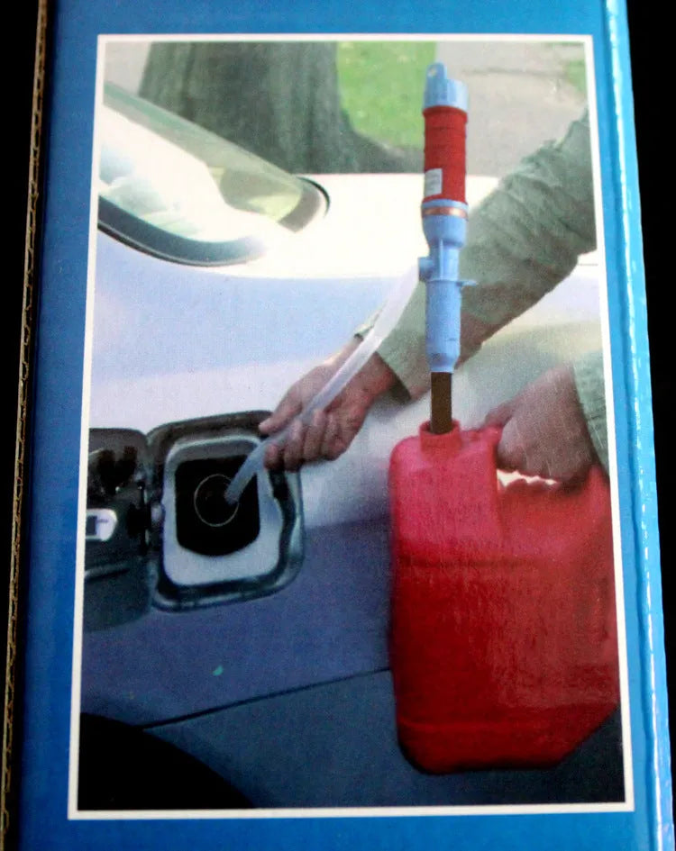 Blue manual hand siphon pump for fuel and oil transfer with PP construction.