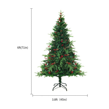 PVC artificial snow Christmas tree with metal stand, green and white colour scheme