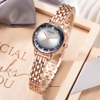 Women's alloy quartz watch in black with 40mm case, 9mm thick, 230mm band, quartz movement for daily accuracy