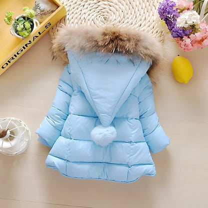 Cotton baby winter jacket in blue for 100cm height, Asian sizing with 2-3cm tolerance, warm for UK winters
