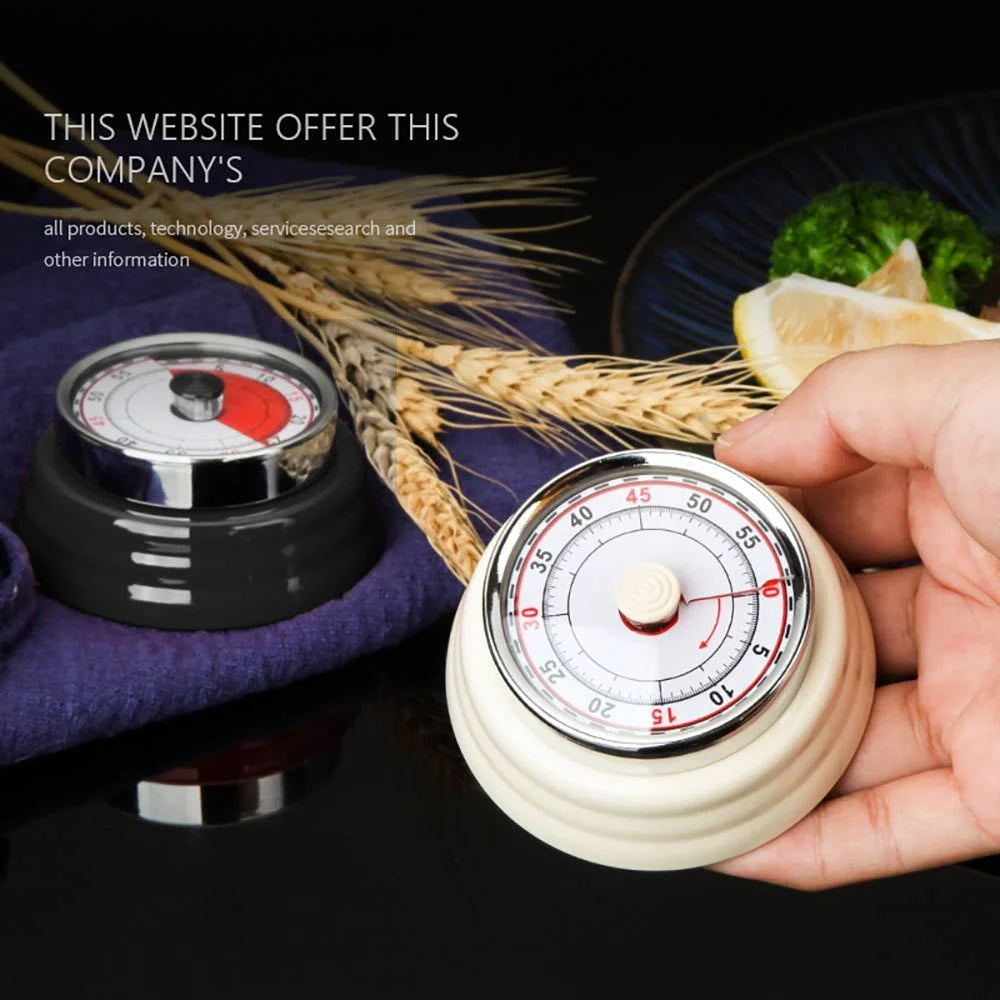 Stainless steel mechanical kitchen timer with magnet and visual red dial