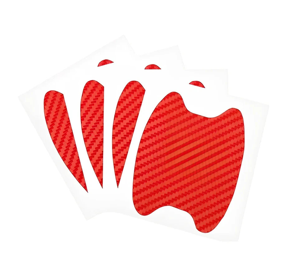 4-piece black carbon fibre car door handle stickers, 8.5 cm x 6.8 cm, scratch protection for vehicles