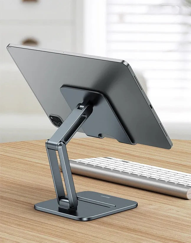 Deep space grey aluminium folding stand for tablets and mobile phones