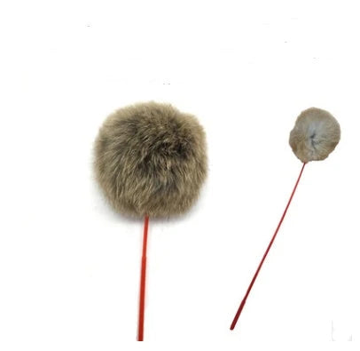 Handmade wooden cat stick toy with hemp feather rope and bell for playful cats