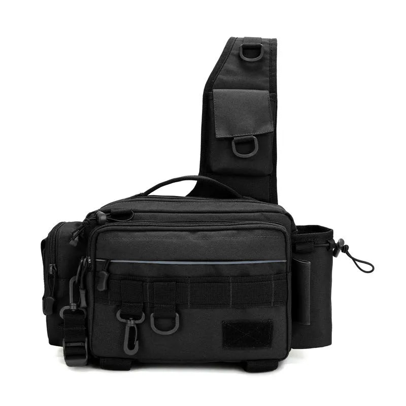 Large-capacity lure multifunctional fishing bag in polyester, solid colour, for outdoor sports and fishing