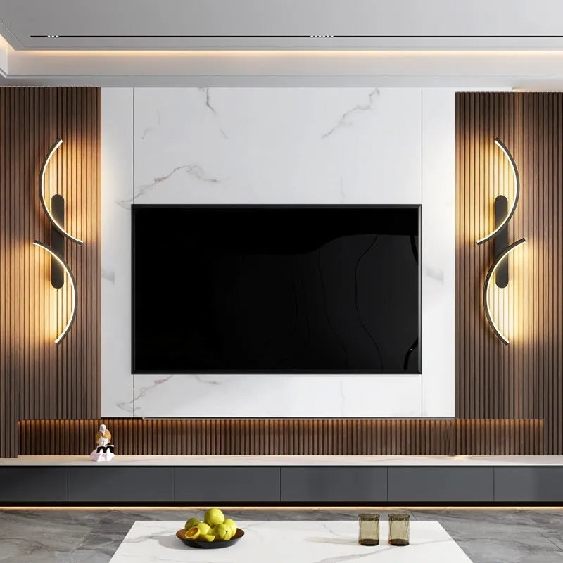 Minimalist black line wall lamp with three-colour light, available in 60cm 80cm 100cm lengths for living room or bedroom