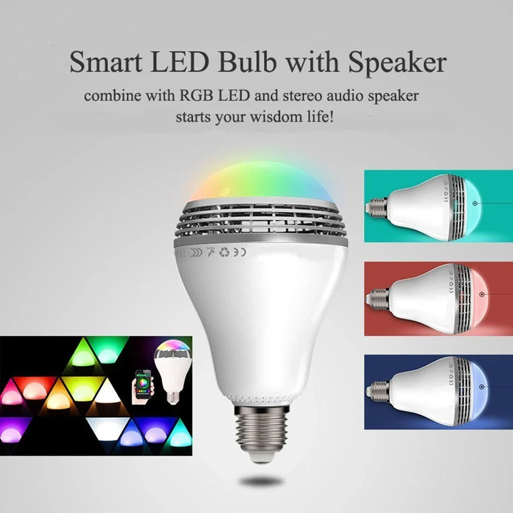 Creative Home LED Smart Bluetooth Speaker E27 Bulb Light with customizable RGB+W lighting and built-in speaker