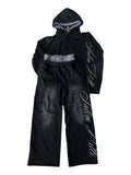 Men's black punk print hoodie tracksuit set with matching trousers and fleece lining