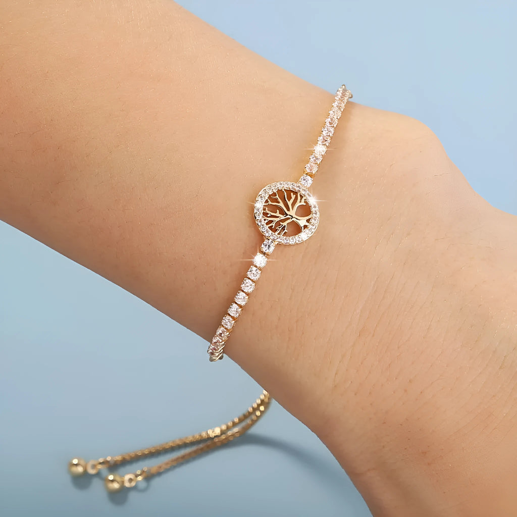 Lucky Tree Element Zircon Bracelet for women in electroplated metal with decorative elements
