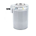 Silver car ashtray with RGB LED light, compact size 10x8x6cm, flame-retardant ABS construction