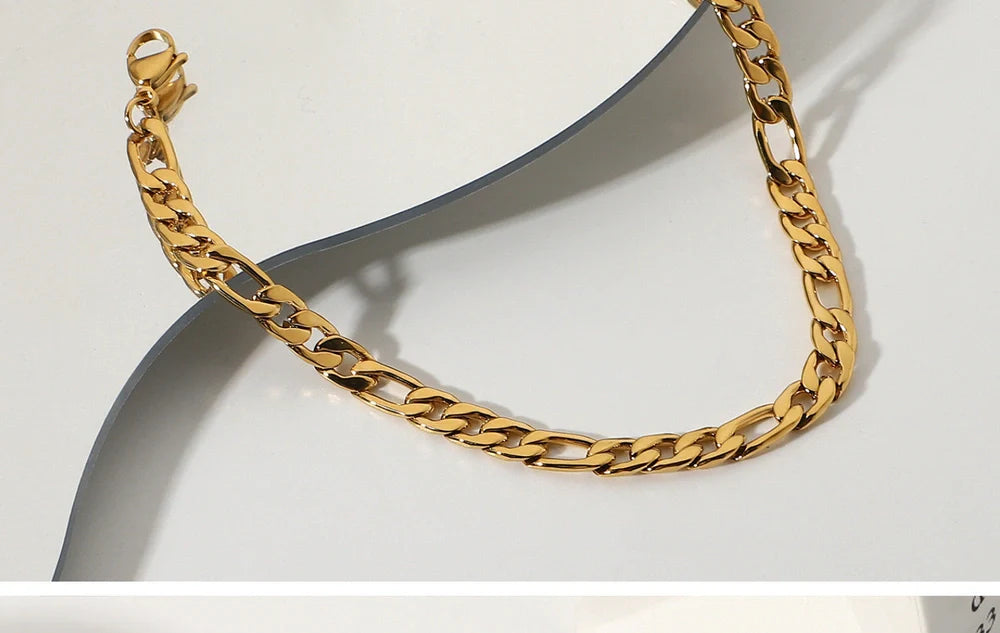 18K gold plated stainless steel anklet with 29.5cm chain and 8.75mm width