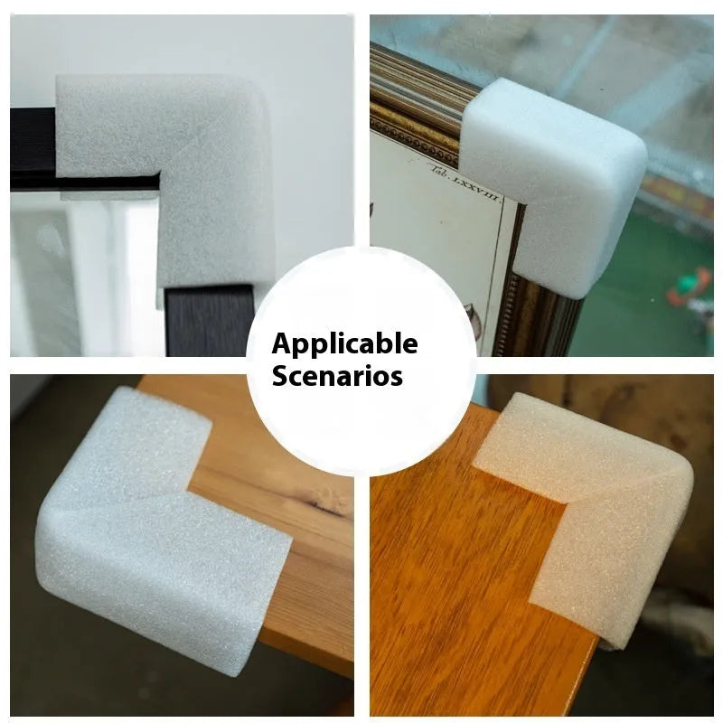 Pack of soft white EPE foam corner protectors showing the U10 style slot.