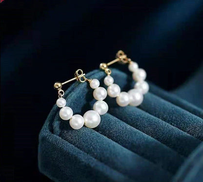 Sterling silver needle Japanese and Korean pearl earrings non-piercing ear clip