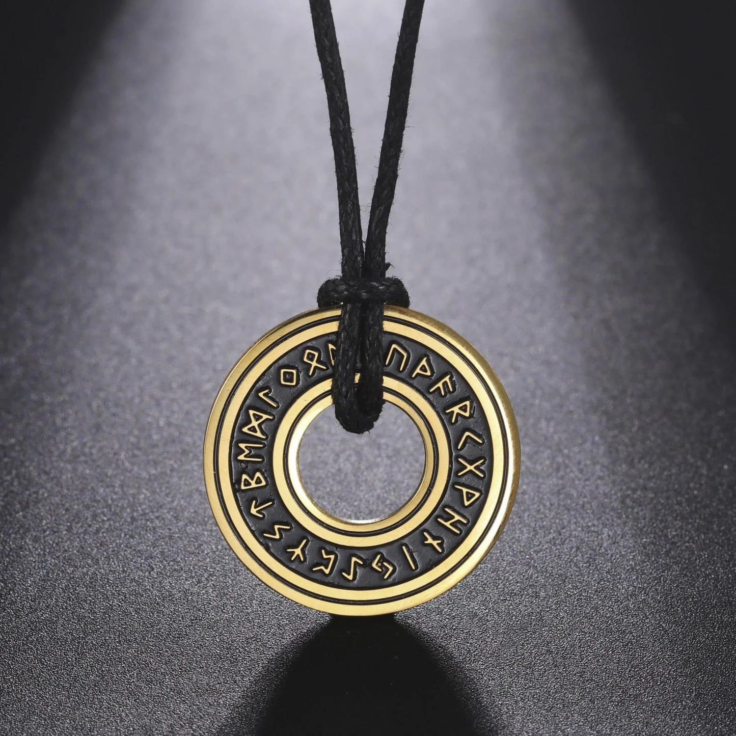 Vintage Nordic rune necklaces with Elder Futhark pendant in stainless steel and gold finishes