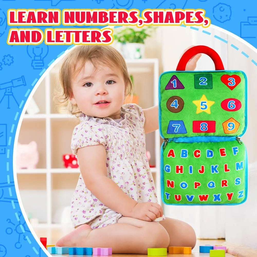 Blue owl plush toy with colour-matching release buckles for toddler early education