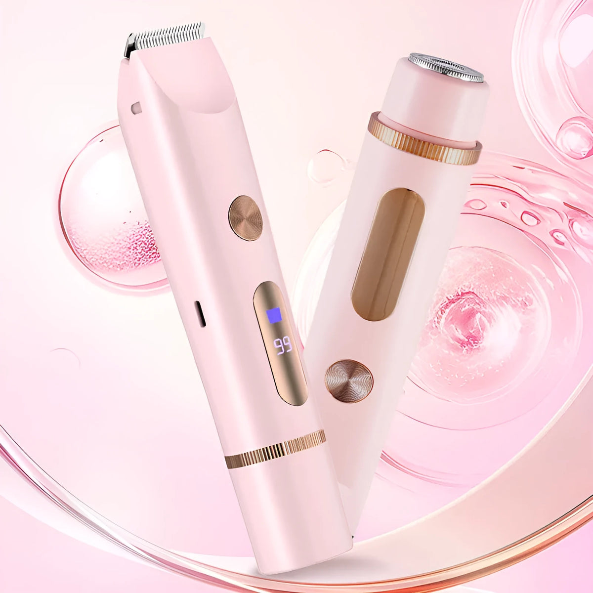 Double-headed electric lady shaver for armpit and whole body with dual motor and IPX6 waterproof, purple display model