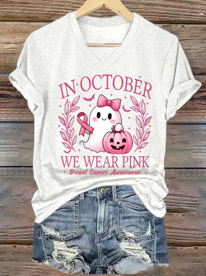 Women's printed V-neck short sleeve top in street hipster style with multiple colour options