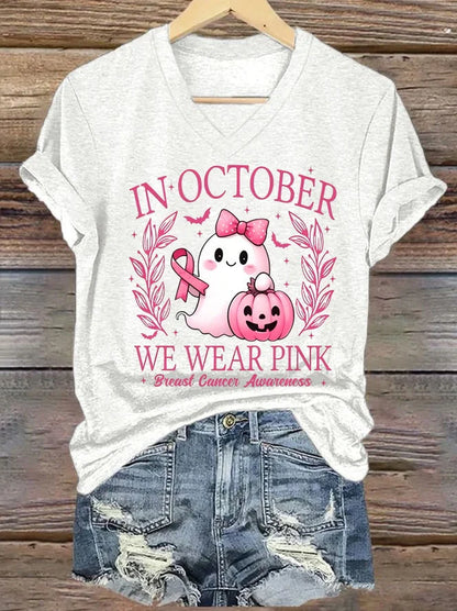 Women's printed V-neck short sleeve top in street hipster style with multiple colour options