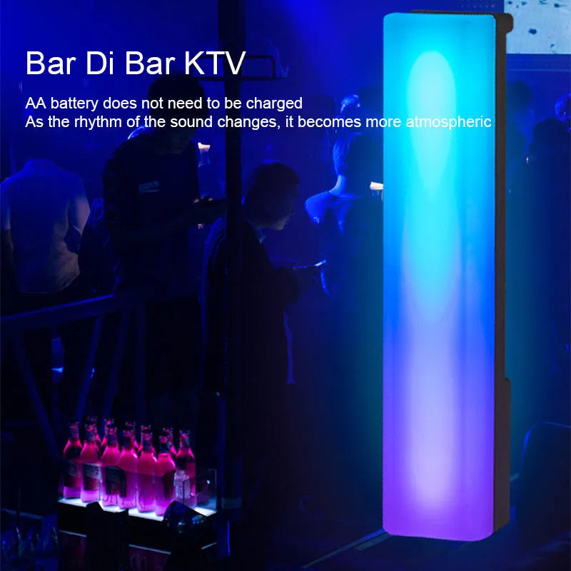 3D RGB voice-activated ambience lamp in black or white on a gaming desk.