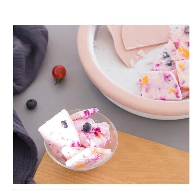 Hot Home Fried Yogurt Machine no electricity needed, 30x30x6.5cm, children food grade material, with shovels, blue colour